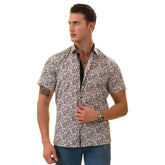 Black & White Paisley  Short Sleeve Button up Shirts - Tailored Slim Fit Cotton Dress Shirts